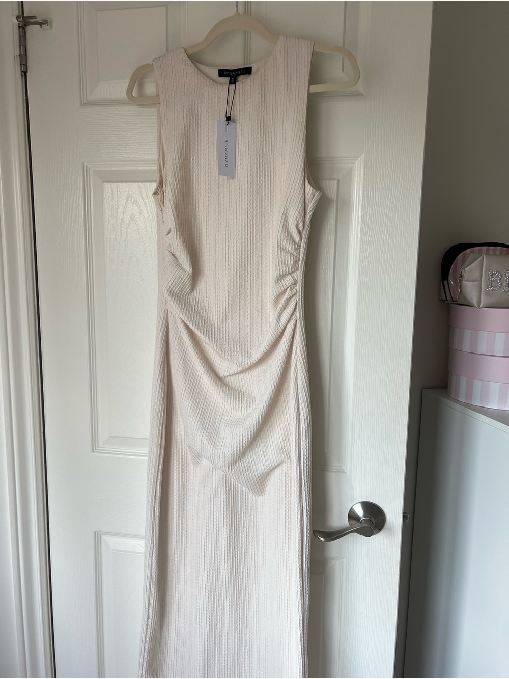 Dynamite Ivory Sleeveless Ruched Maxi Dress